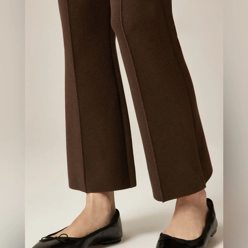 NWT J.Crew New Delaney Kickout Sweater Pant in Heather Chocolate - Picture 3 of 10